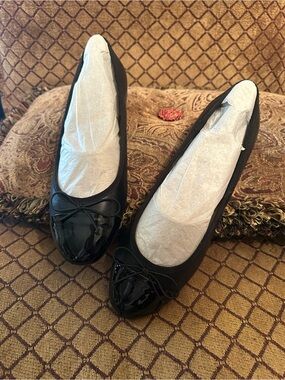 Nine West Black Patent Toe Bow Ballet Flats